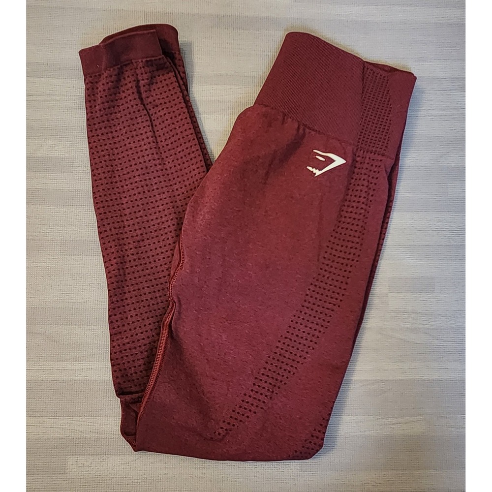 Gymshark Energy+ Seamless Leggings Beet Burgundy Marl High Waisted Yoga Pants‎